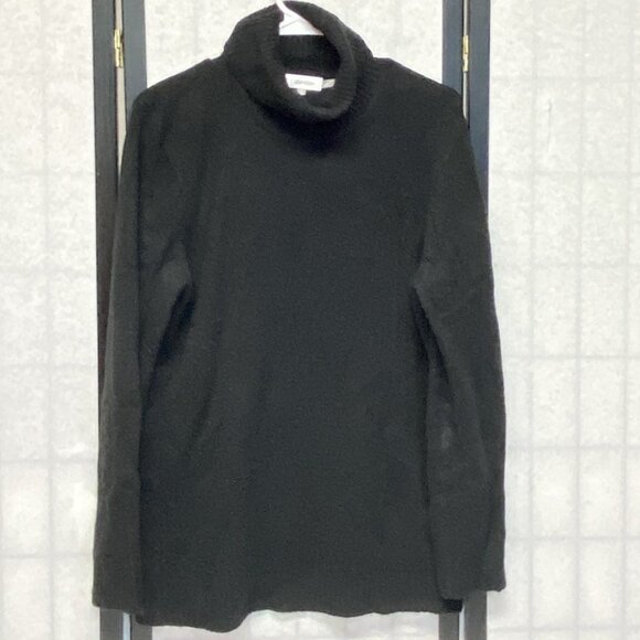 Calvin Klein Turtleneck Fuzzy Soft Knit Pull Over Sweater Black L Long Sleeve - Picture 1 of 13